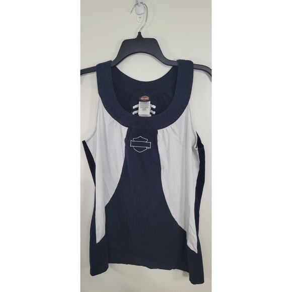 Harley Davidson Tank Top Womens Large Black & White Daytona Beach, FL Biker Punk - Picture 1 of 6